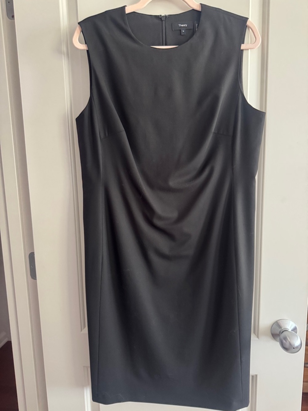 Theory Black Sleeveless Midi Sheath Dress